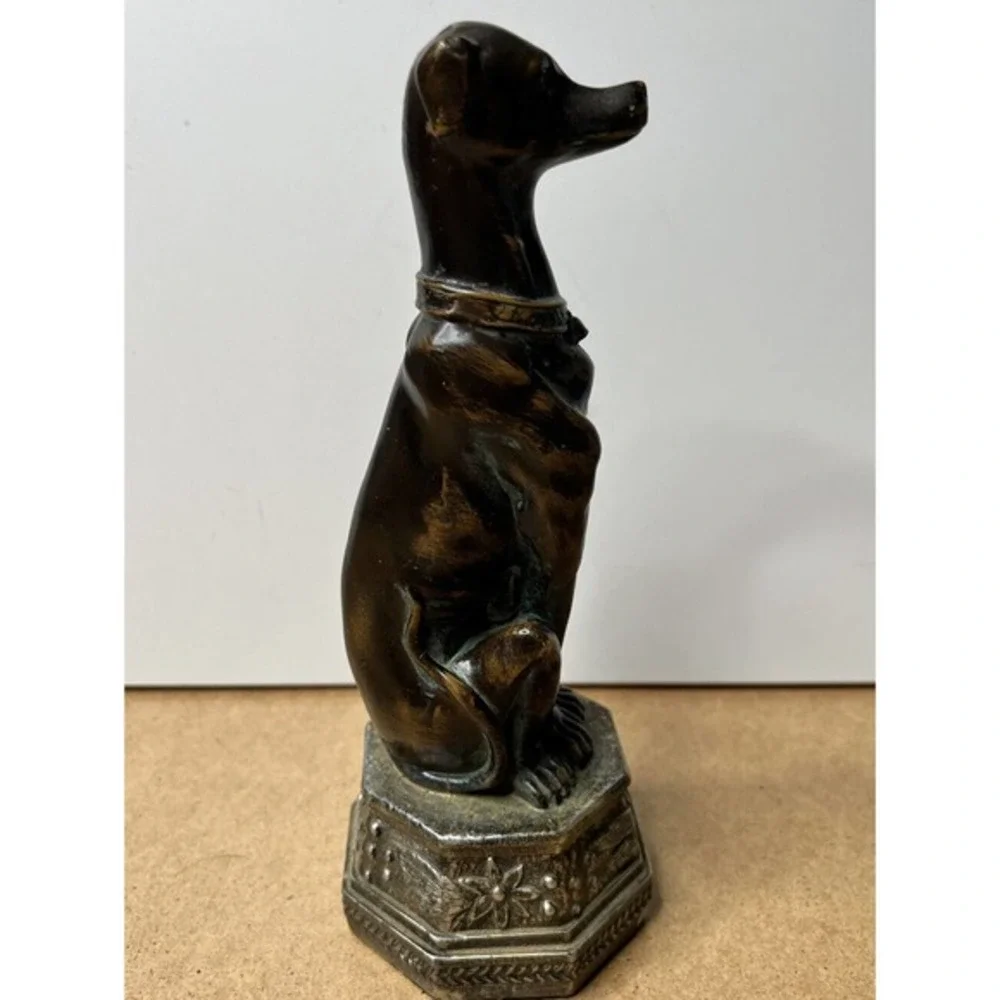 Vintage Bronze Metal‎ Greyhound Whippet Dog Statue Seated Art Deco Saluki Figure - Picture 12 of 14